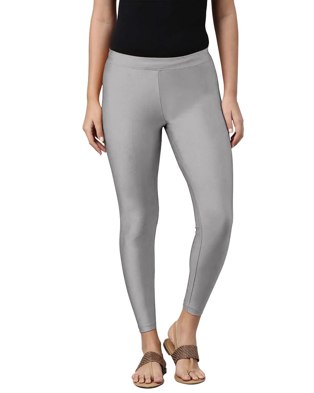 Tailored Cut & Slim Fit Stetchable Fabric Ankle Length Shimmer Leggings for Womens and Girls-image-39