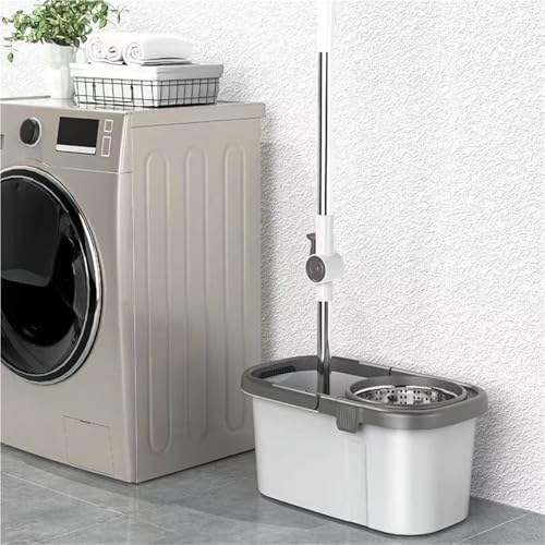 PBENO Bodenwischer Automatische rotierende schnelle Austrocknung, kein Händewaschen, Nasser und trockener Mopp, Haushalts-Saugnapf-Mopp-Set mit Mopp-Eimer-Moppkopf – Bild 8