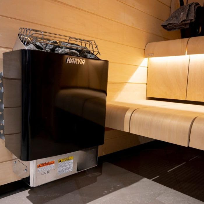 Harvia KIP80W, KIP Series 8kW Sauna Heater, Black Series Xenio CX170 Control (Sauna Stones Inlcuded)