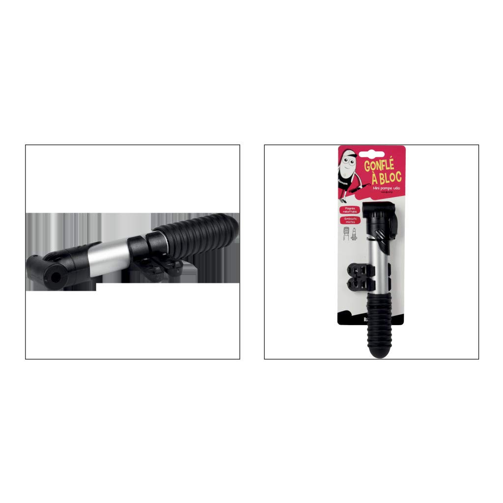 Pompe à Main Vélo Mini 21cm - Compatible Petite Et Grosse Valve - Fixation Incluse - Raymond