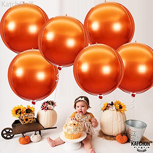 Image of KatchOn, Orange Balloons - Big, 22 Inch, Pack of 6 | 4D Foil Metallic Balloon for Birthday Decorations, Orange Party Decor | Baby Shower Decorations, Basketball Party Decorations, Wedding, Graduation