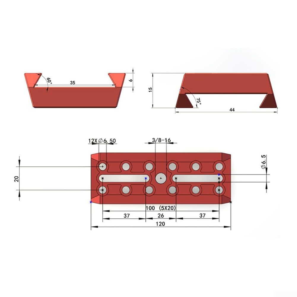 Plaque à queue d'aronde, fente de guidage 2 en 1 en alliage d'aluminium pour pinces Vixen, support de montage rouge 120-445 mm (120 mm)