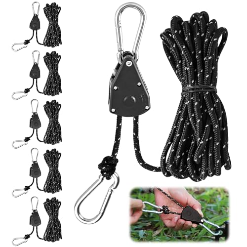 BREANIFULL 6 Stück Abspannseile mit Seilspanner Schwarz Ratchet Hanger…
