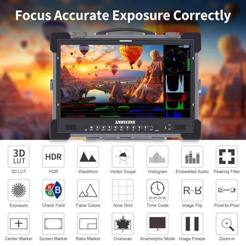 Image of ANDYCINE C215S 21.5 Inch Ultra Bright 1000nit 3G-SDI 4K HDMI Desktop Broadcast Monitor with Alumunium Case Enable the Awaveform,3D LUT Professional Color Calibrate Director's Monitor