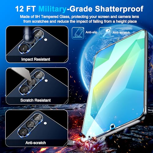 firtstnow 3 Pack for Samsung Galaxy A16 5G Screen Protector Tempered Glass + 3 Pack Camera Lens Protector, Military Grade Shatterproof, 9H Hardness, Fingerprint Unlock, Case Friendly 6.7 Inch - image 5