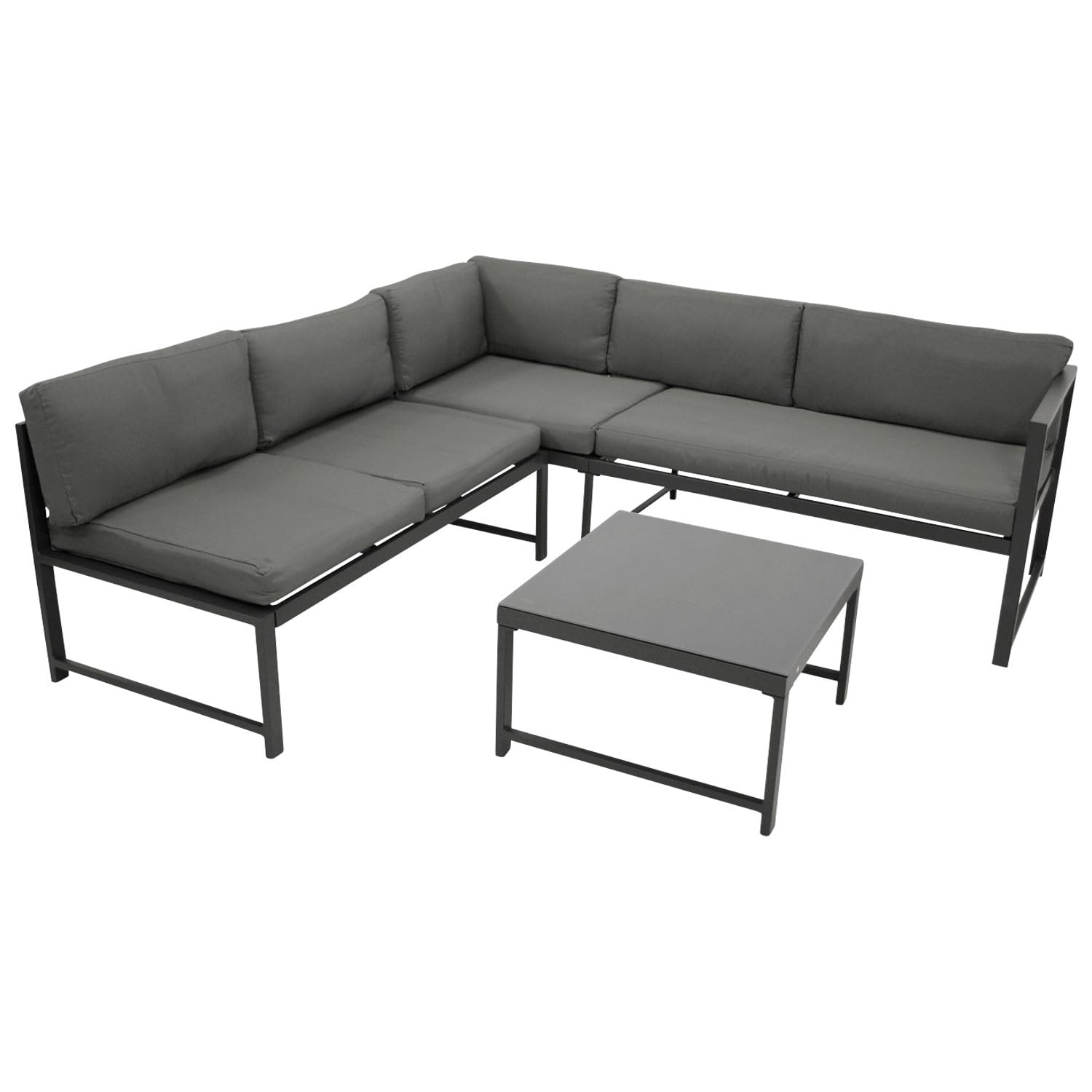 DEGAMO Funktions Eck- Loungeset Montana 192x188cm, Aluminiumgestell dunkelgrau, mit Verstellbarer Liegefunktion und Polstern grau, Outdoor wetterfest