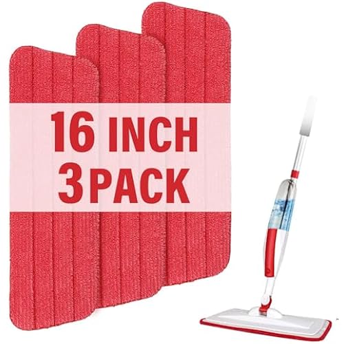 16.5" Microfiber Mop Pads Refills, 3 Pack Reusable Replacement Heads​​
