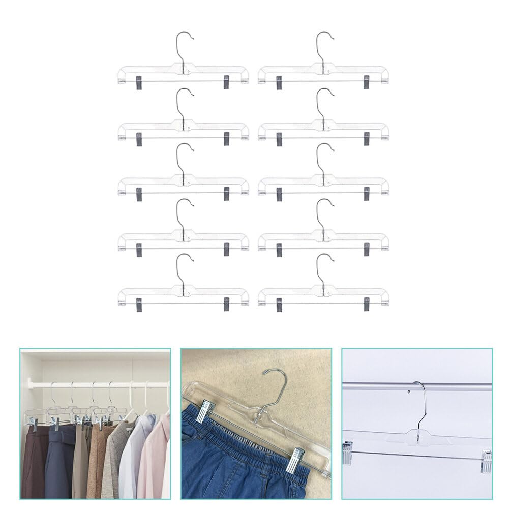 Alipis 10pezzi Grucce Trasparenti Regolabili Con Clip Per Pantaloni e Gonne Da Materiale Premium Con Gancio Hook Per Abbigliamento Variabile