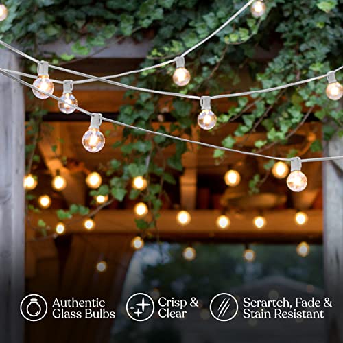 Brightech Ambience Pro Led String Lights - 26 Ft Commercial Grade Patio Lights Outdoor Waterproof - Globe Porch String Lights For Outside, Backyard - 1W Vintage Edison Bulbs, Shine Bright, White #TOP5
