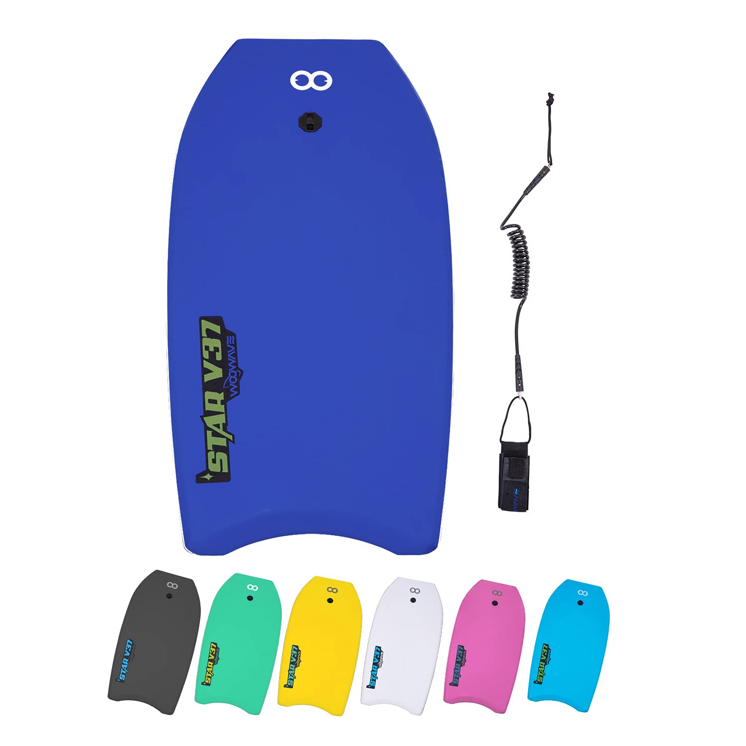 WOOWAVE Bodyboard 33-inch/37-inch/42-inch Premium IXPE Body Board with Coiled Wrist Leash, Super Lightweight EPS Core and HDPE Slick Bottom, Perfect Surfing for Kids Teens and Adults
