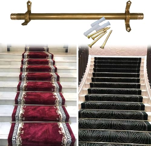 Barras de latón para alfombras de escalera, 12 piezas de 112 cm, soportes de metal fáciles de instalar, duraderas y elegantes, perfectas para la instalación de alfombras de escaleras