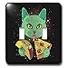 3dRose Sven Herkenrath Animal - Fantasy Cat with Stars and Eat Tacos and Pizza - double toggle switch (lsp_306925_2)