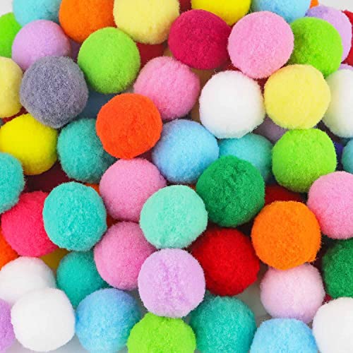 ZDNT 200 Stück Pompons zum Basteln,3cm Pom Poms,Pompons Bunt,Pom Pom Crafts,Pompons Deko,Plüsch Bälle,Bunte Flauschige Pom für DIY Creative Crafts Dekorationen,Hobby Supplies