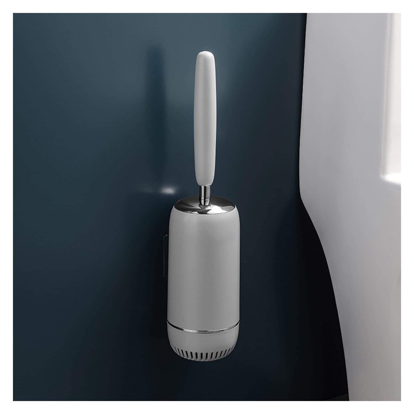 Escobilla de inodoro con mango largo, escobilla de inodoro de montaje en pared y juego de soporte - Sin esquinas muertas Limpieza profunda, diseño decorativo Depurador de inodoro compacto Decoración d