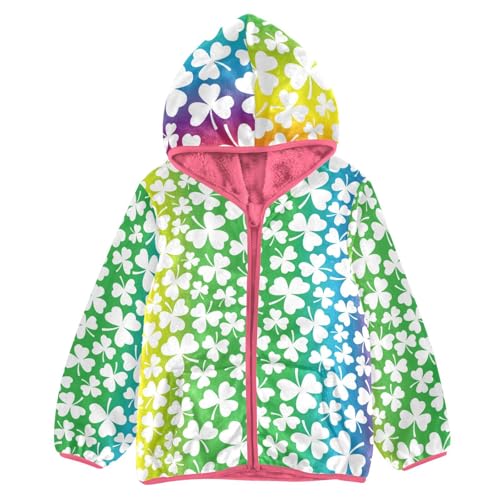 OTVEE St Patricks Colorful Clover Kids Hoodie Jackets Fall Spring Full Zip Warm Outwear Coat