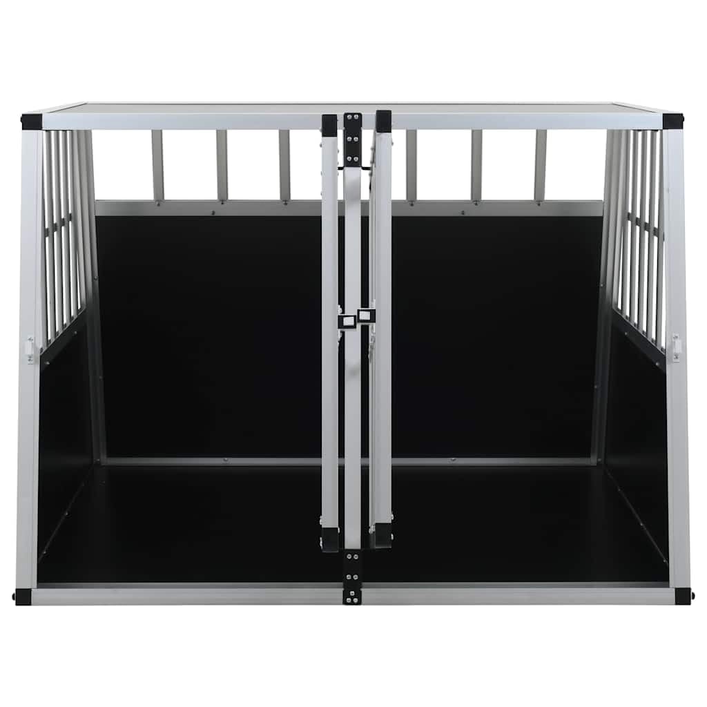 Hundetransportbox mit Doppeltüren 94 x 88 x 69 cm aus Aluminium und MDF für sicheren Transport im Auto, wetterfest, isoliert, leicht, ideal für mittelgroße Hunde, einfach zu montieren