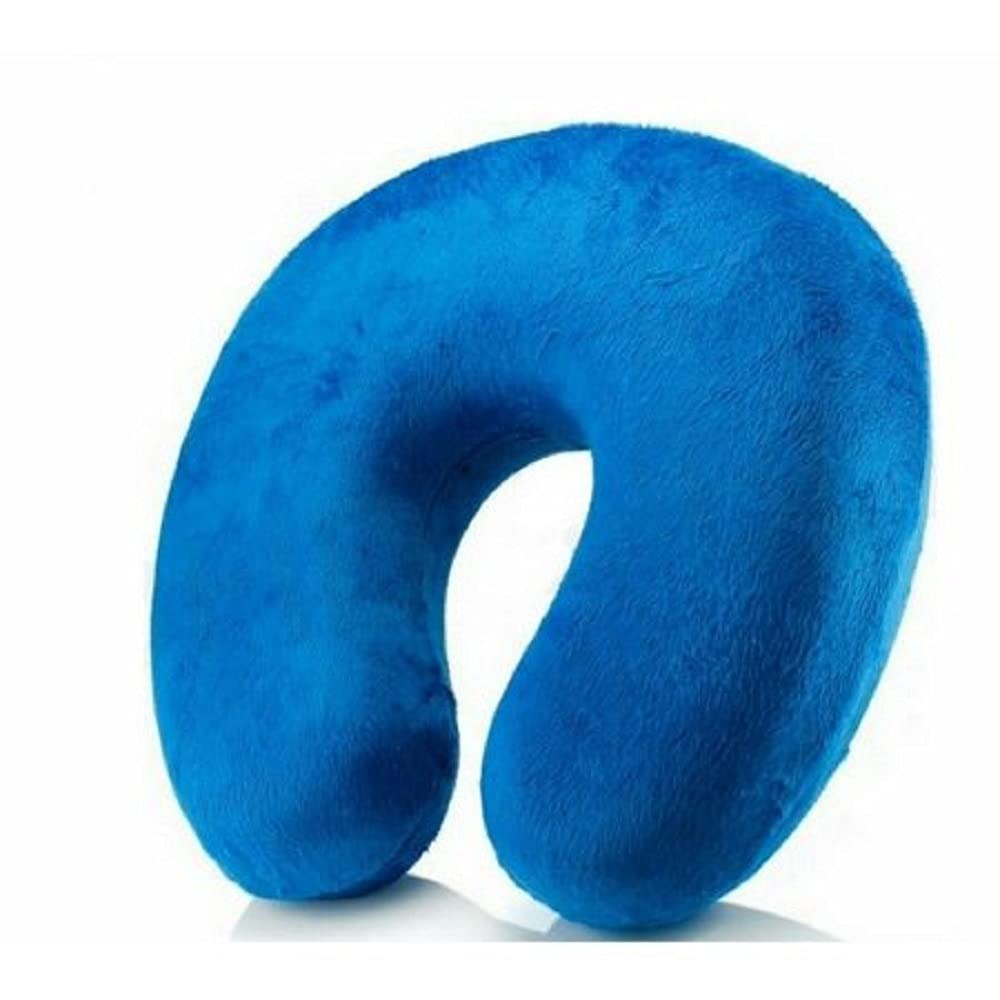SocaSoca Memory Foam U Shaped Travel Pillow Neck Support Head Rest Cushion (Blue)
