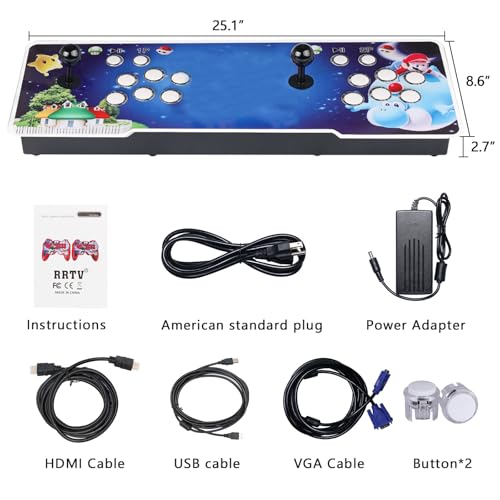 FVBADE [32000 Games in 1 78S Pandora Box Arcade Game Console Compatible PC & Projector & TV,3D Games 1-4 Players Double Joystick Favorite List Game Category Save/Search/Hide/Pause