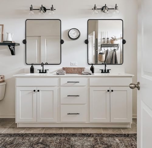 Image of TEHOME 20x24'' Oil Rubbed Bronze Pivot Bathroom Vanity Mirror 24x20'' Metal Framed Dark Bronze Rectangle Tilting Beveled Vanity Mirrors for Wall