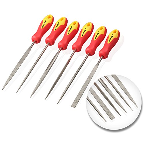 JawayTool 6pc Diamond Needle File Set Soft Grip Stone Tile Glass