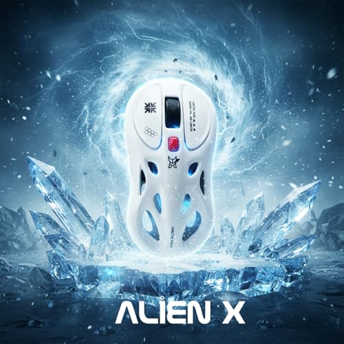 Image of Arctic Fox Alien-X Gaming Wireless Mouse, Tri-Mode (2.4G /Bluetooth /Wired), 4800 DPI, 1000Hz Ergonomic Hollow RGB Rechargeable Type-C for Mac /Laptop /iPad /Office (Star White)