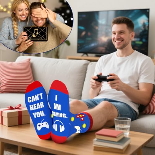 Auch Can't Hear You I'm Gaming Socks Christmas Birthday Funny Gift Stocking Stuffers for Men Dad Husband Boyfriend Teenagers4