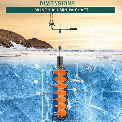 PPOLB Ice Auger Bit, 8'' Ice Augers for Ice Fishing, Ice Fishing Auger with Universal Adapter & Top Plate