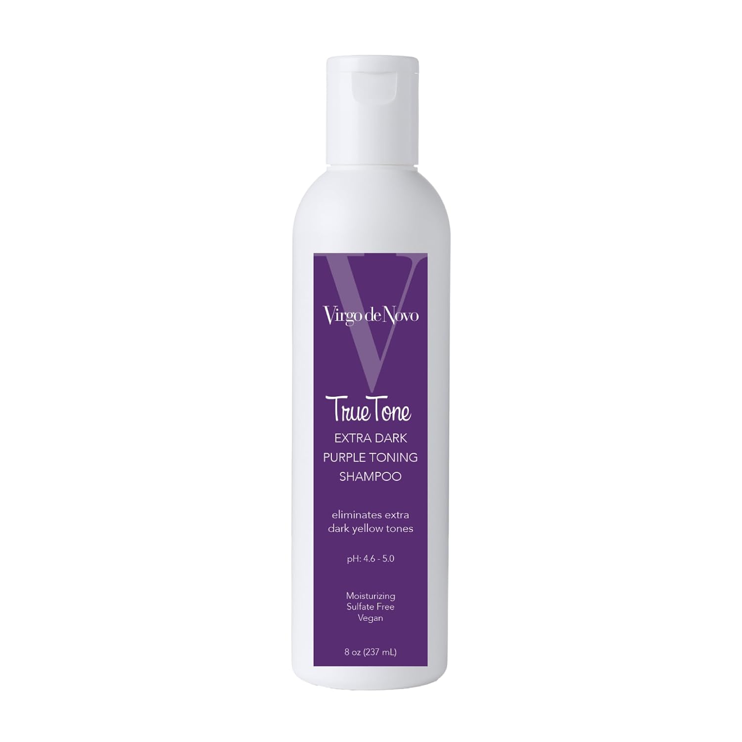 Virgo de Novo Extra Dark Purple Toning Shampoo Neutralizes Extra Dark Yellow & Brassy Tones, Brightens Blonde, Silver & Grey Hair, Sulfate-Free, Color-Safe, Non-Drying (8 oz)