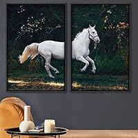 2 Piece Framed Canvas Wall Art Horse Canvas Prints Home Artwork Decoration for Living Room,Bedroom - 16