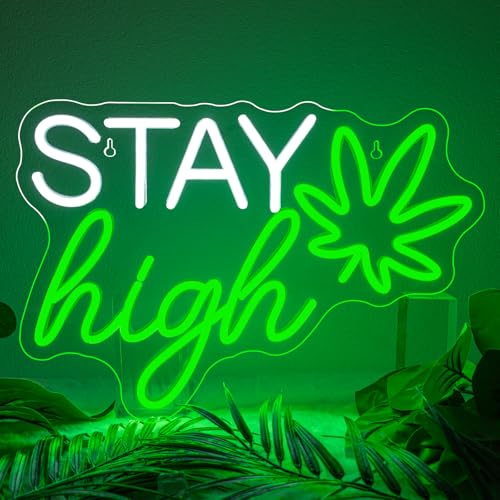 Image of Horseneon Leaf Weed Neon Sign Weed Led Signs Neon Lights for Wall Man Cave Decor Weed Gifts Stoner Marijuana Gifts for Men Women Suitable for Room Bar Party Decor