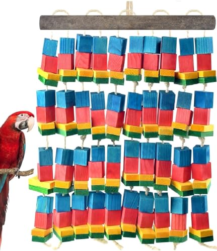 DBNESS Extra Large Bird Toys, 21.6inch XL Macaw African Grey Parrot Chewing Toys, Natural Wooden Block Knots Tearing Toy Parrot Cage Accessories for Big Birds