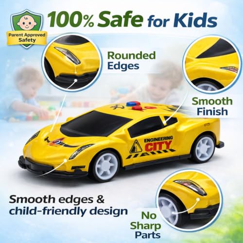 Image of 6-Pack Die Cast Metal Pull Back Toy Cars for Kids, Mini Sports Racing Car Set with Colorful Graphic Design, Friction Powered Alloy Vehicles for Boys & Girls, Ages 3+