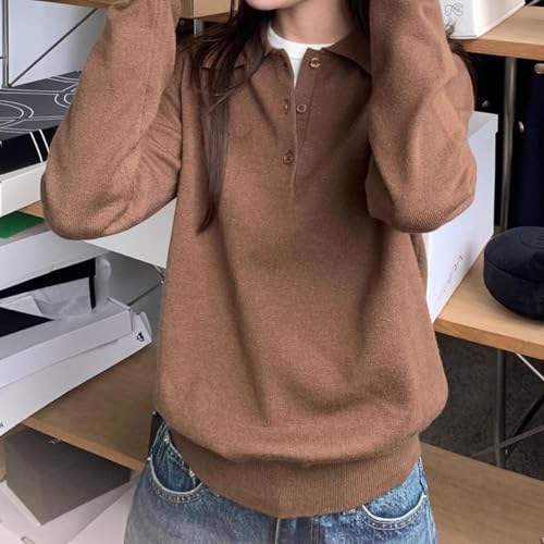 MOLERFO Collared Sweaters Women Light Polo Sweater Fall Pullover Long Sleeve Polo Shirts Knit Sweater3