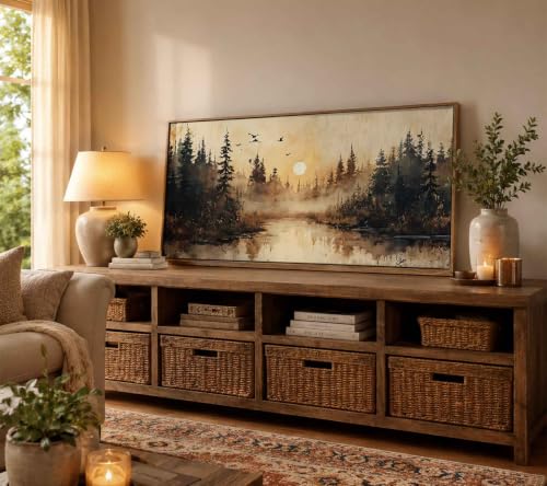 Large Floating Framed Forest Landscape Canvas Wall Art 24x48 in by Xynvor - Used condition - Image 4