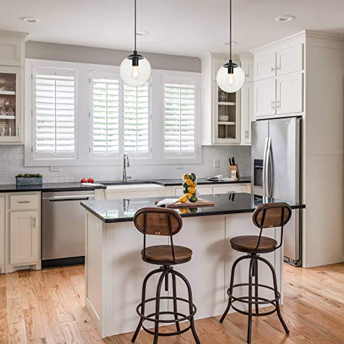 Xinbei Lighting Kitchen Pendant Light, Modern 1 Light Globe Pendant Lighting Fixture Black Adjustable Pendant Ceiling Light Xb-P1259-Mbk #TOP4