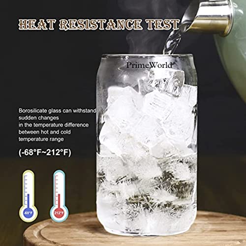 Image of PrimeWorld European 540 ml Crystal Clear Can Beer Glasses with Straw Set of 6 Pcs Pint Glass. Craft Glass, Pilsner Glasses,Cup. Cocktail Glass Gifts for Men