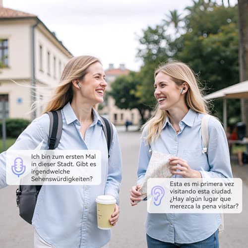 Ki Übersetzer Kopfhörer, 3-in-1 Übersetzungskopfhörer mit echtzeit übersetzung, 150 Sprachen Kopfhörer Übersetzer Echtzeit mit App, 50H Open Ear kopfhörer für iOS und Android, Reisen und Reisen MS106