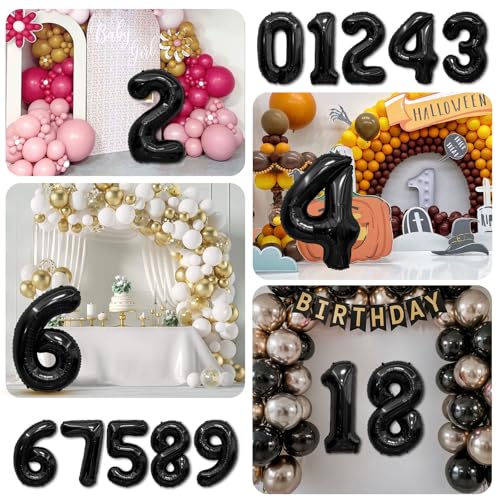 Image of Black Number Balloons 29 Balloon Numbers 29th Number Balloon Foil Mylar Party Balloon For Men Women 29th Birthday Balloons 29 Birthday Decorations For Her Him Anniversary Graduation Decorations