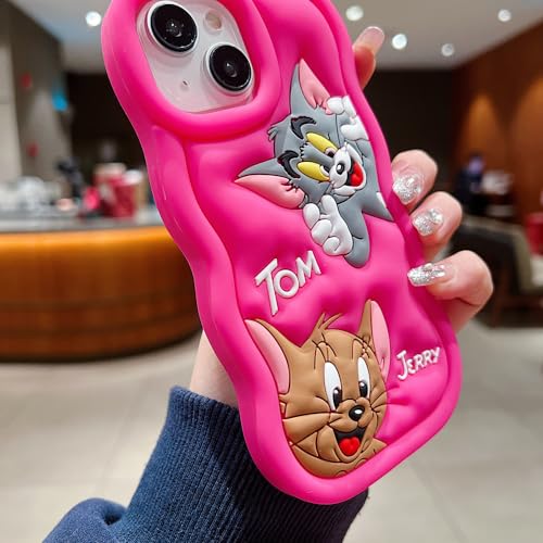 Image of MIDOS Back Cover Compatible with iPhone 15 Plus Soft Silicone 3D Cute Cartoon Full Protective Case for iPhone 15 Plus (Pink)