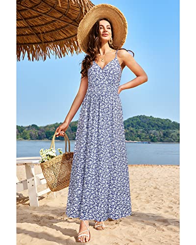 Image of Newshows Women's 2026 Lightweight Summer Wedding Guest Beach Vacation Casual V Neck Split Flowy Maxi Dress