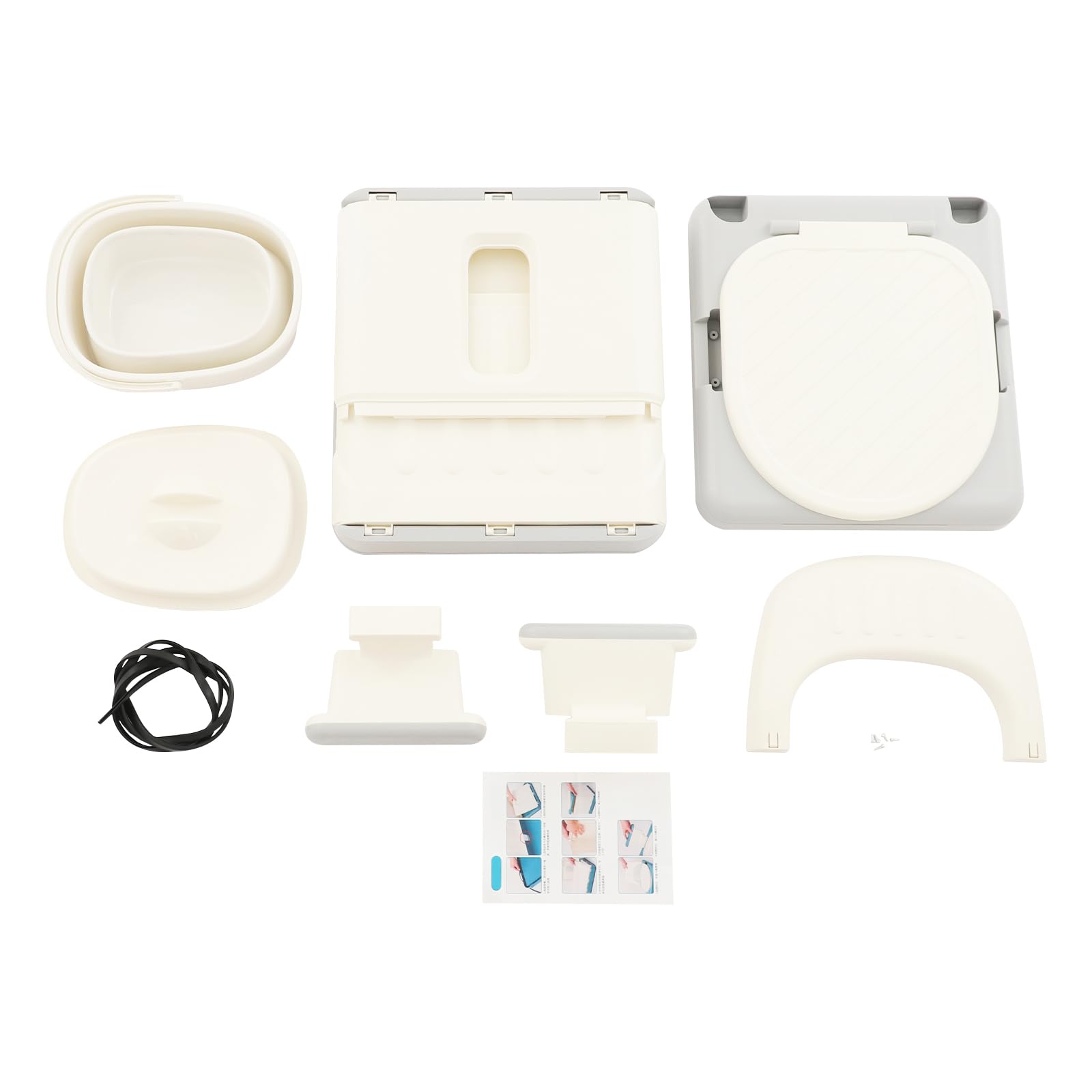 Inodoro portátil plegable de viaje, capacidad máxima de 150 kg, para mesita de noche, juego de inodoro plegable, portátil, inodoro, caravana, senderismo (gris)