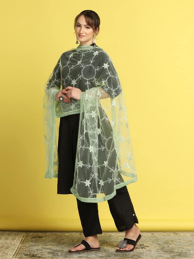 Women's Net Embroidery & Lace Traditional Dupatta2