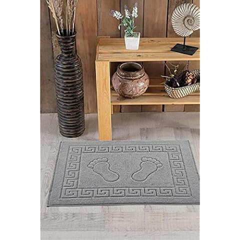 1 Piece Foot Towel Bath Mat 100% Cotton 27.x19.5 Foot Print Extremely Absorbent and Soft Quality Washable Reusable Daily Use Men's and Women's Bath Towel (Grey) Cover
