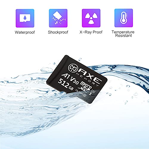 AXE microSD 512GB マイクロsdカード Nintendo Switch SDカード V30 UHS-I U3 A1 C10 4K UHD動画対応 転送速度95MB/S 高速 microSDXC SDアダプター付【アクスメモリ Amazon.co.jp限定】