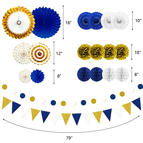 23pcs Navy Blue and Gold Graduation Birthday Party Decorations by Marwey - Used condition - Image 3