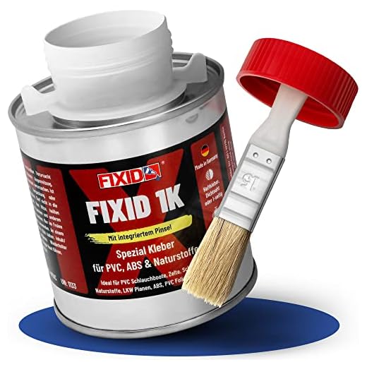 FIXID 1K Schlauchboot Reparatur Kleber extra stark 250ml mit Pinsel - Flüssiger PVC Kleber zum Flicken und Kleben von Luftmatratze Pool Boot Sup Board - Reparaturkleber selbstklebend wasserdicht