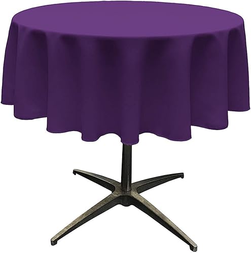 Miniatura 3 de Mantel redondo de popelina de poliéster sin costuras de 51 pulgadas  superposición, bueno para mesa de centro pequeña (amarillo claro)