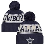 New Era Men's Navy Dallas Cowboys Retro Cuffed Knit Hat with Pom