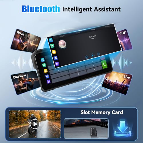 Image of Android CarPlay Screen for Motorcycle, 8.1 inch IPS Portable Wireless Carplay /Android Auto Waterproof Portable Radio GPS Display for Motorbike with Built-in GPS Navigation Bluetooth