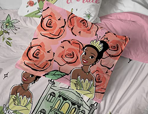 Image of Disney Princess Tiana Twin Comforter Set 5 Piece Kids Bedding, Pink | Bed in a Bag, Comforter Sheets Sham Pillowcase, Soft Microfiber, Machine Washable, Girls Gift